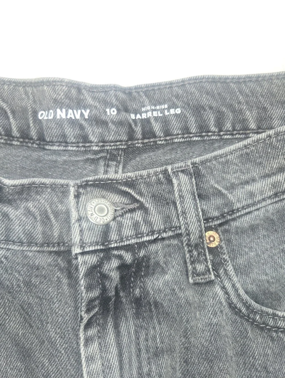 Old Navy Womens High-Waist Barrel Jeans, Black Wash, Size 10